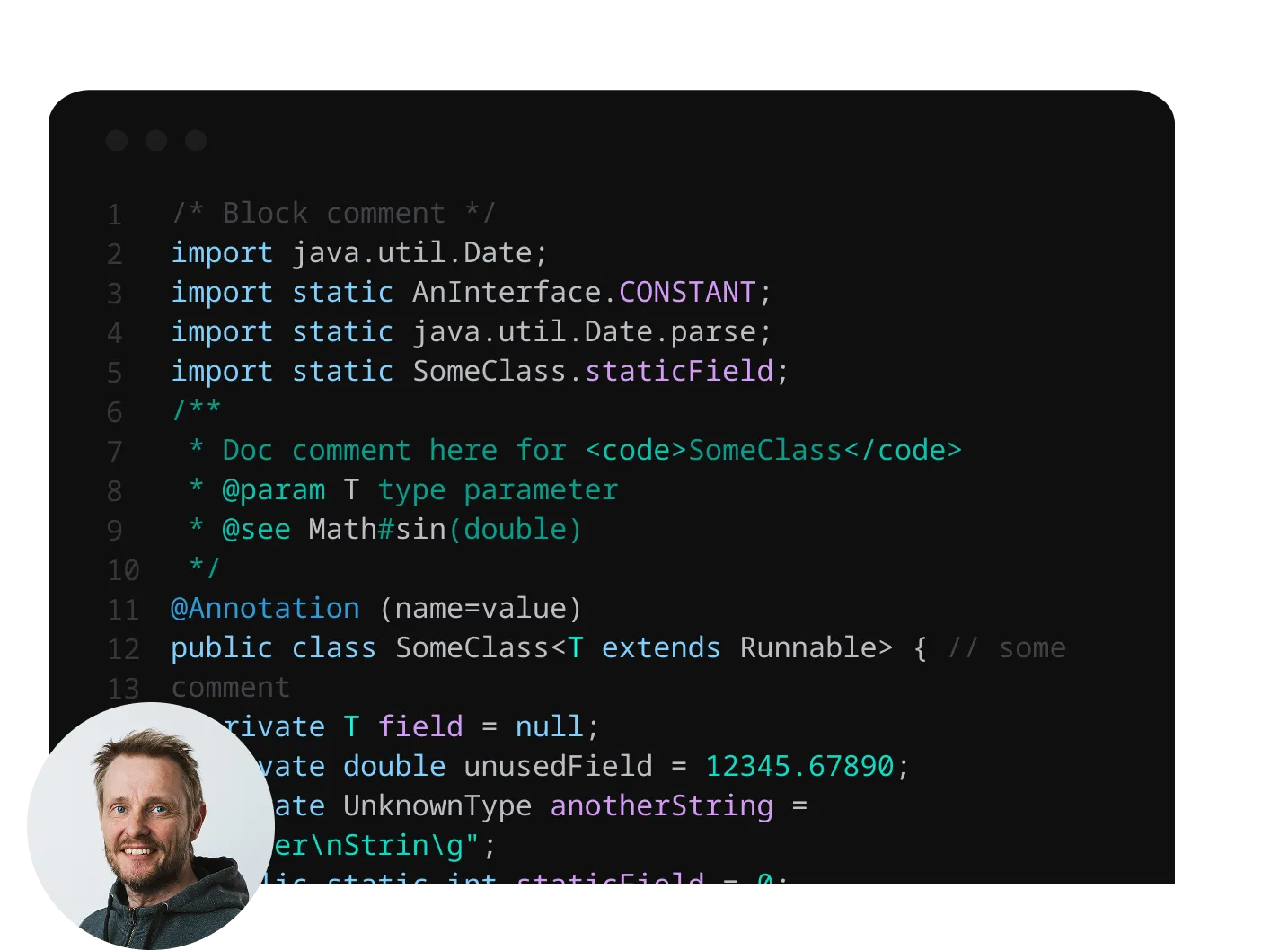 Code example on a dark background