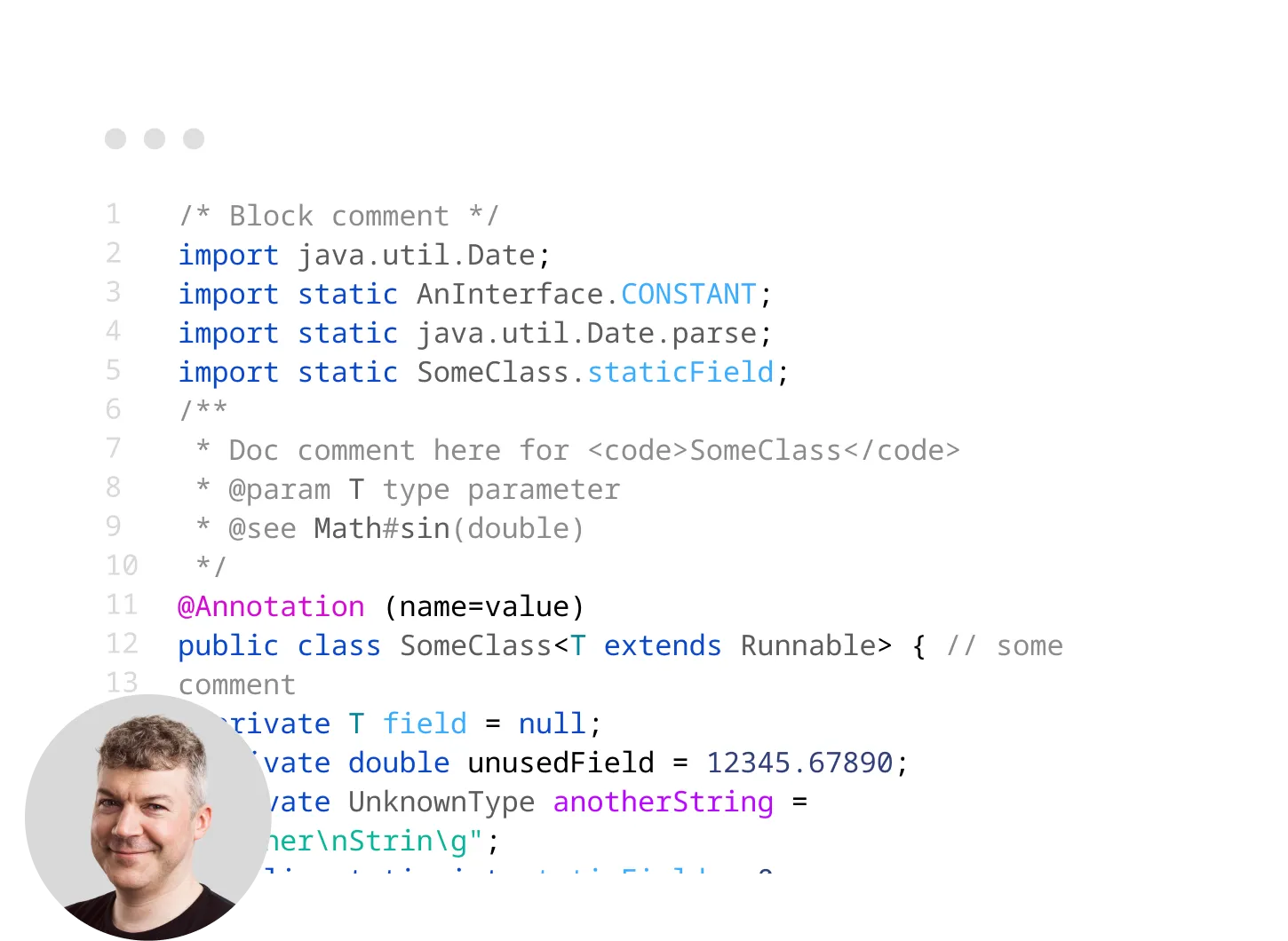 Code example on a light background